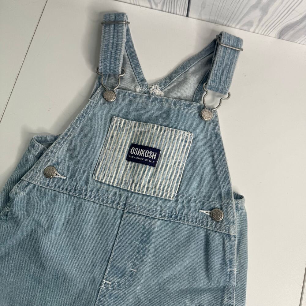OSHKOSH B’gosh Blue White Striped Overall Shorts Size 12 months - Picture 2 of 6